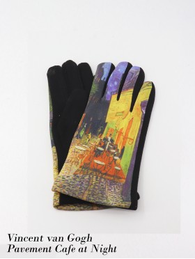Pavement Cafe at Night Oil Painting Touch Screen Glove